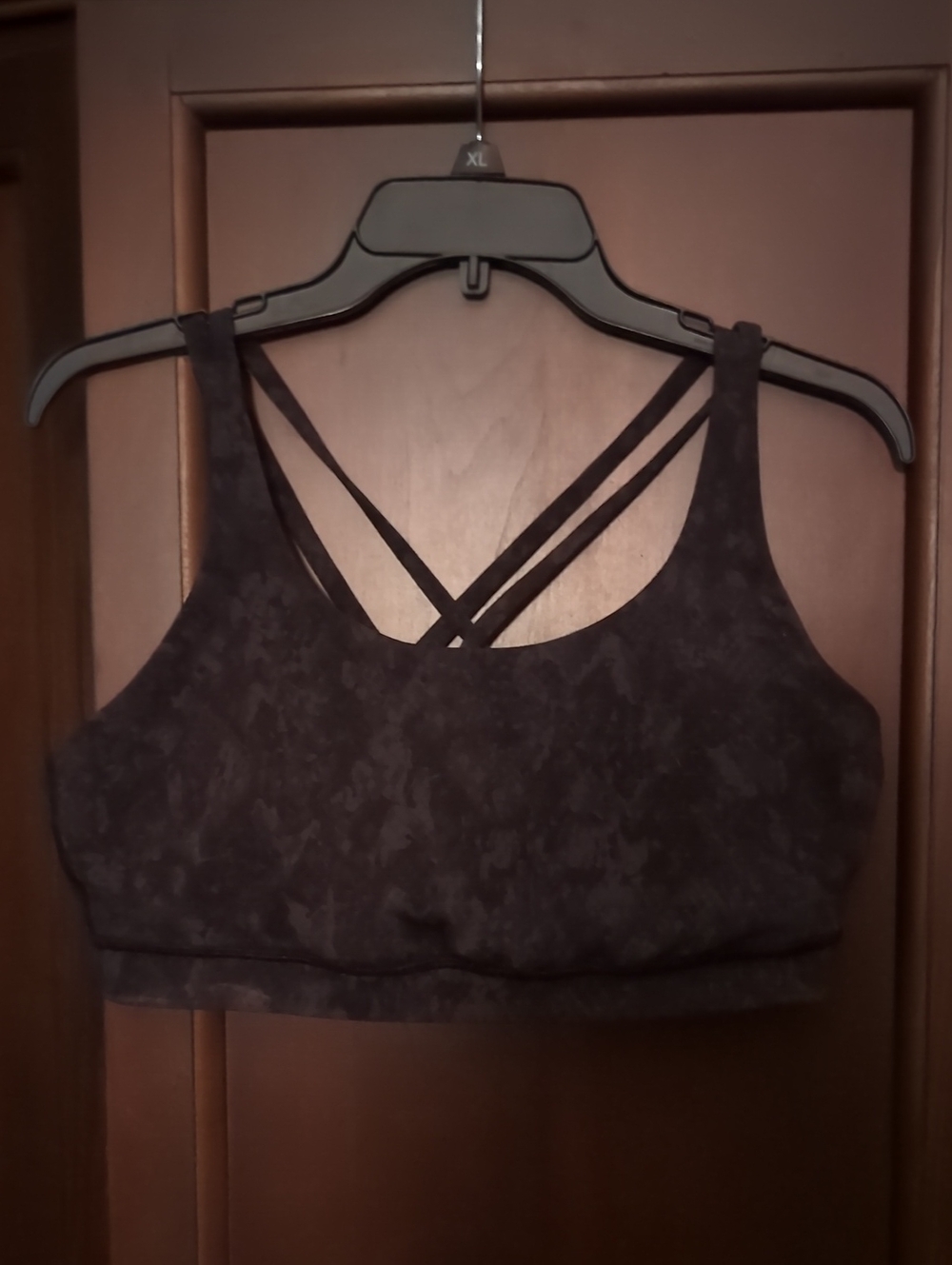 lululemon athletica Strappy-Back Sports Bra Black Shadow Pattern Size 8